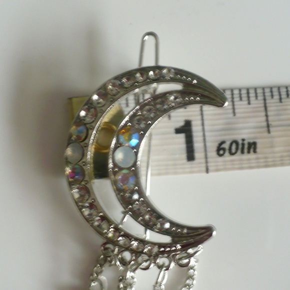 ❤️ Women's Hair Clip Moon Rhinestone Crystal Pendant Long Chain - Picture 5 of 7
